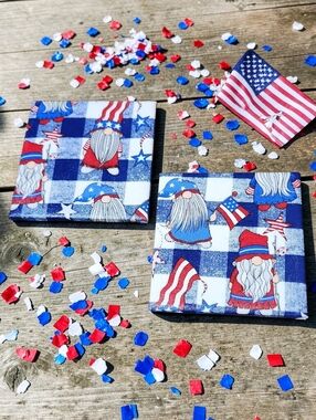 Patriotic Gnome Coaster Set
